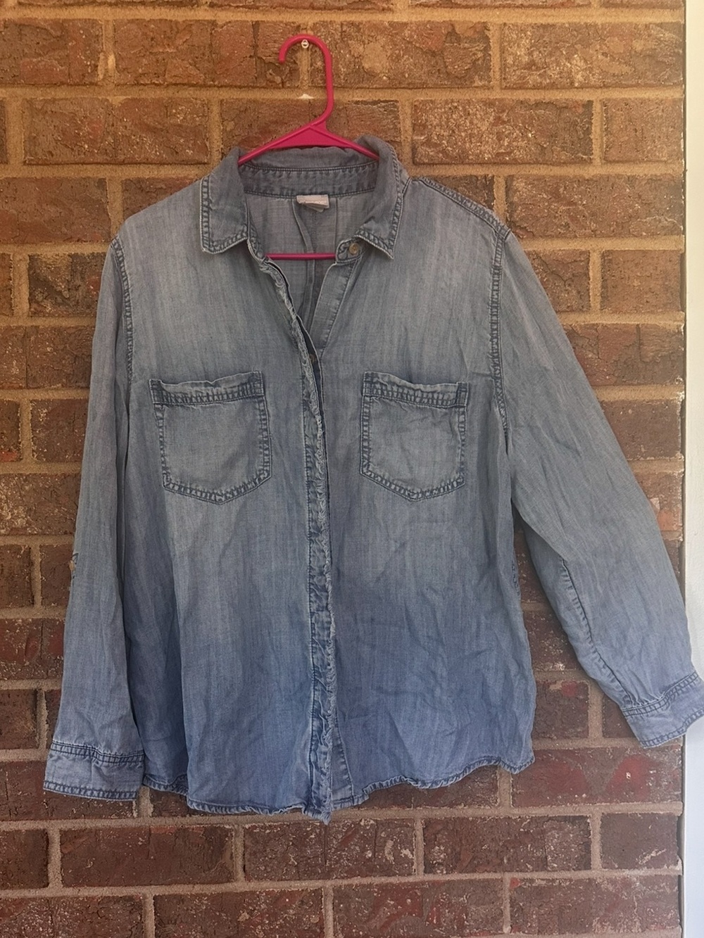 Chico's 100% Tencel Chambray Denim Button Down Shirt Blue Size 3 / US 16/18⁠